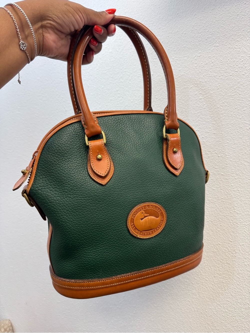 Vintage Dooney & Bourke Norfolk Green Pebbled Leather Satchel